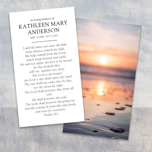 Simple Sunset Memorial Prayer Card