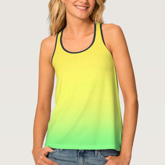 Simple Sunset Ombre Effect Green Yellow Tank Top (Front)