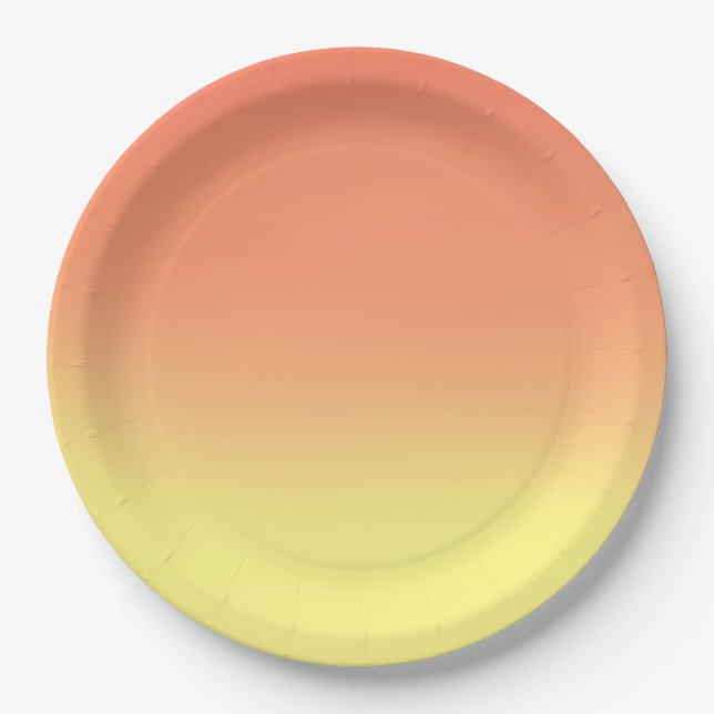 Simple Sunset Ombre Effect Orange Yellow Paper Plates (Front)