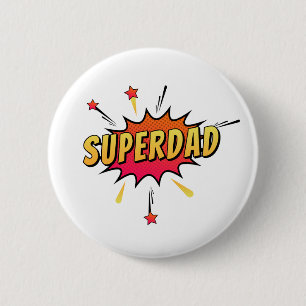 Simple Superdad Comic Retro Pop Art   Pin Button