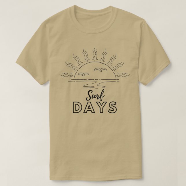 Simple Surf Days Wave with Sunset T-Shirt (Design Front)