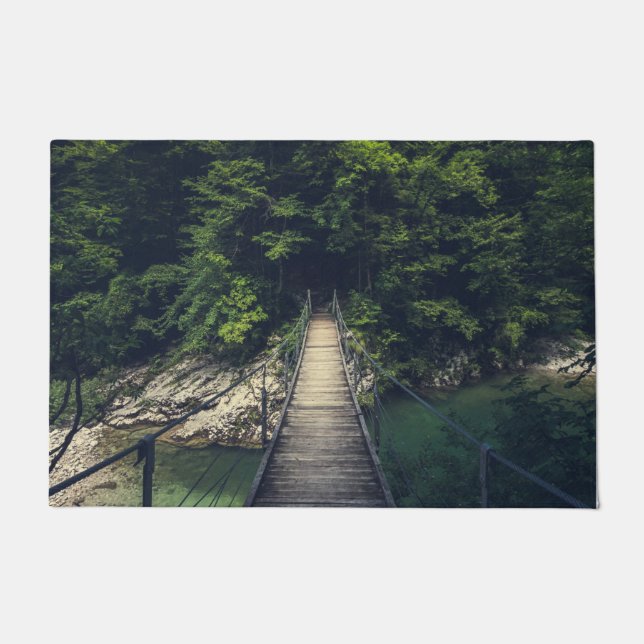 Simple suspension bridge over river Idrijca, Slove Doormat (Front)