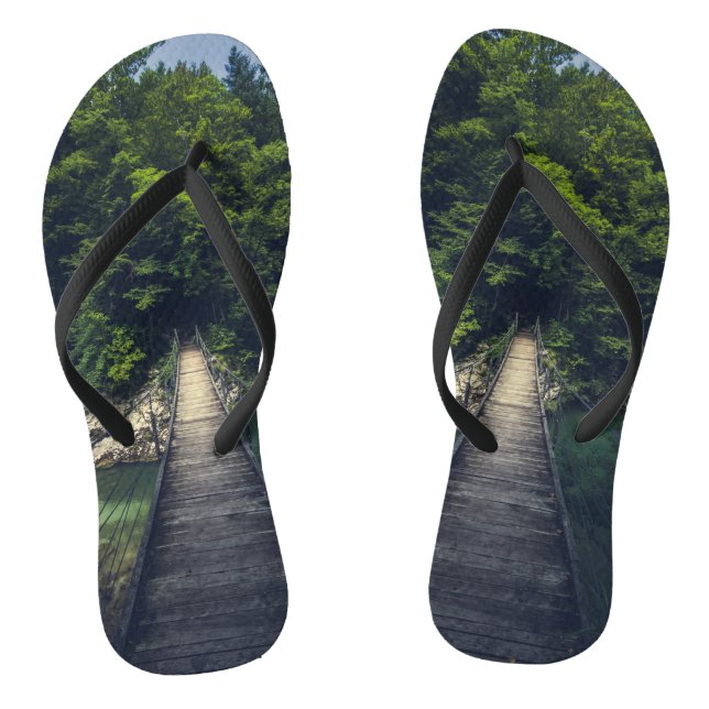 Simple suspension bridge over river Idrijca, Slove Flip Flops (Footbed)