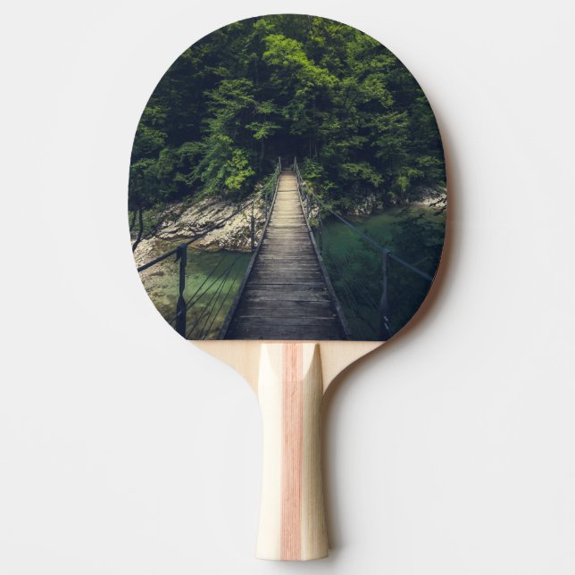 Simple suspension bridge over river Idrijca, Slove Ping Pong Paddle (Front)