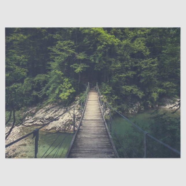 Simple suspension bridge over river Idrijca, Slove Tissue Paper (Front)