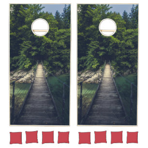 Simple suspension bridge river Idrijca, Slovenia Cornhole Set