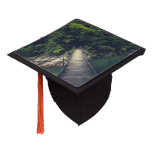 Simple suspension bridge river Idrijca, Slovenia Graduation Cap Topper