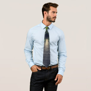 Simple suspension bridge river Idrijca, Slovenia Neck Tie