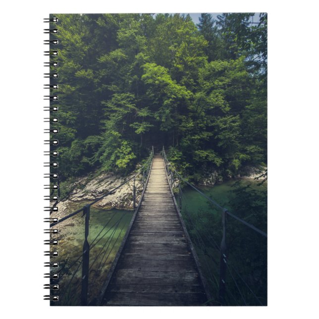 Simple suspension bridge river Idrijca, Slovenia Notebook (Front)