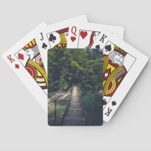 Simple suspension bridge river Idrijca, Slovenia Poker Cards