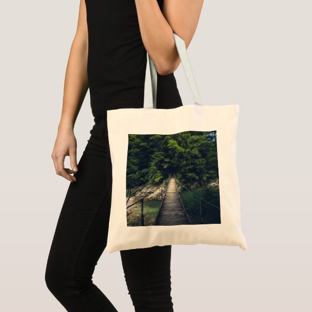 Simple suspension bridge river Idrijca, Slovenia Tote Bag (Front (Product))