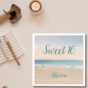 Simple Sweet 16 Beach Theme Party  Napkins