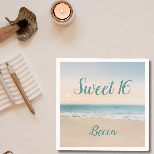 Simple Sweet 16 Beach Theme Party  Napkins (Creator Uploaded)