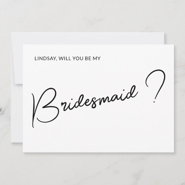 Simple & Sweet Bridesmaid Proposal Photo Invitation (Front)