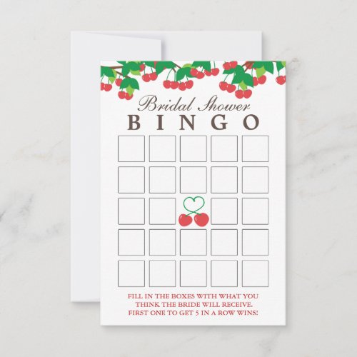 Simple Sweet Cherries Bridal Shower Bingo Cards
