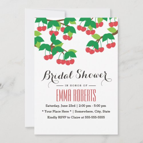 Simple Sweet Cherry Tree Bridal Shower Invitation
