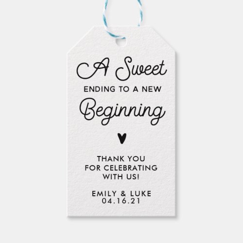 Simple Sweet Ending to a New Beginning Favor Gift Tags