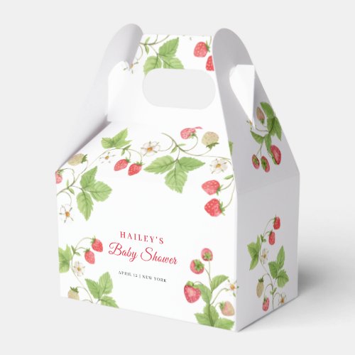 Simple Sweet Greenery Strawberry Baby Shower Favor Boxes