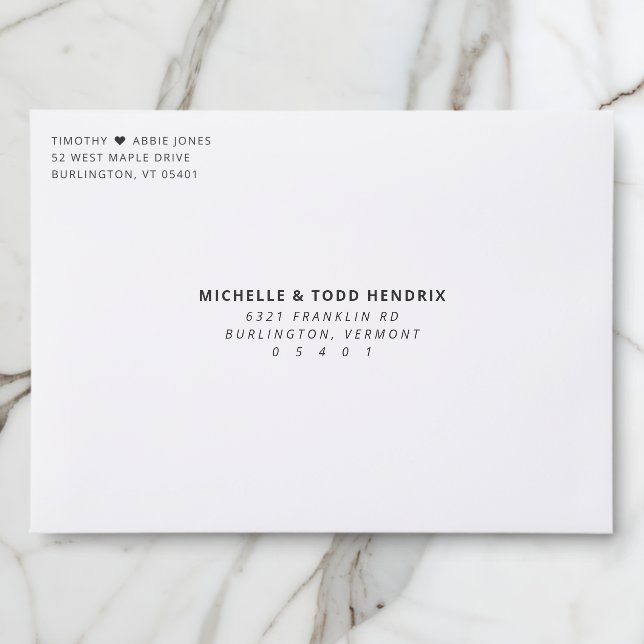 Simple & Sweet Heart Addressed Envelopes (Front)