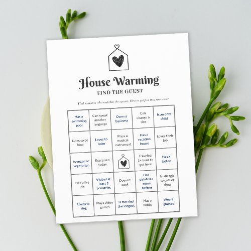 Simple Sweet Heart House Warming Party Bingo Game