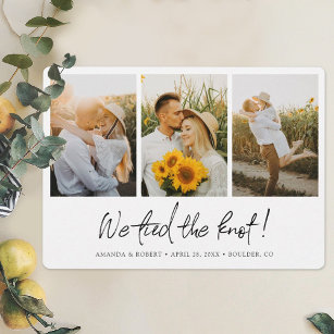 Simple Sweet Multi Photo Collage Elopement Wedding Announcement