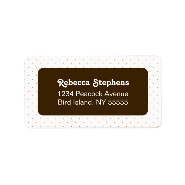 Simple Sweet Polka Dot- Brown and Orange Label (Front)