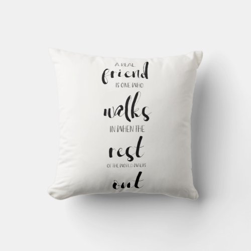 simple sweet real friendship quote inspirational throw pillow