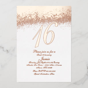 Simple Sweet Sixteen Gold Pressed Glitter  Foil   Invitation