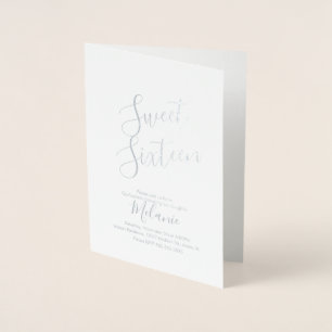 Simple Sweet Sixteen Script Foil Card