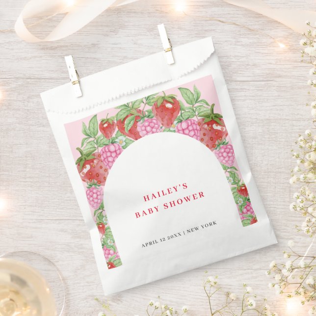 Simple Sweet Strawberry Arch Baby Shower Favor Bag (Clipped)