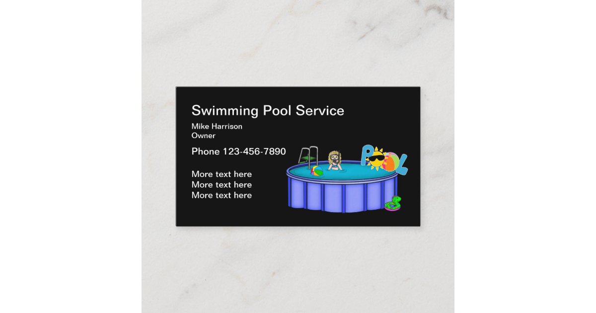 SImple Swimming Pool Services Business Card Zazzle