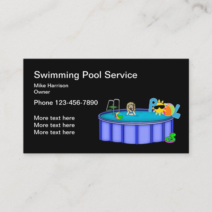SImple Swimming Pool Services Business Card Zazzle