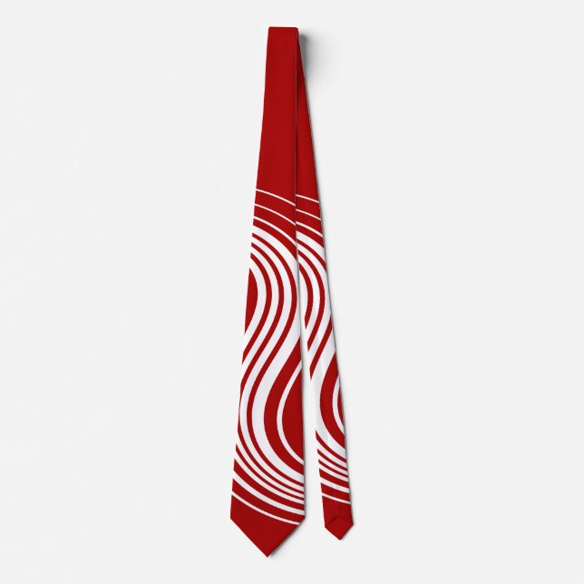Simple Swirl in Red and White Neck Tie (Front)