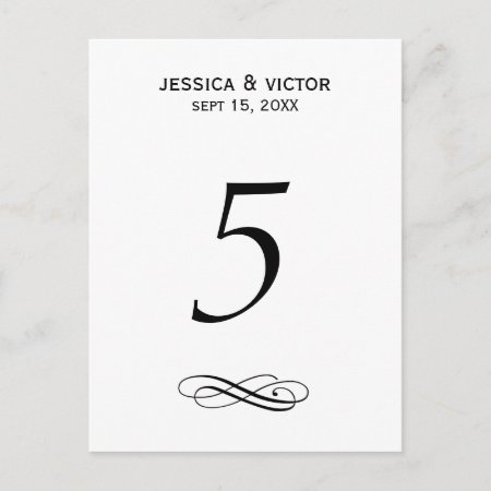 Simple Swirl Table Number Card Wedding Reception