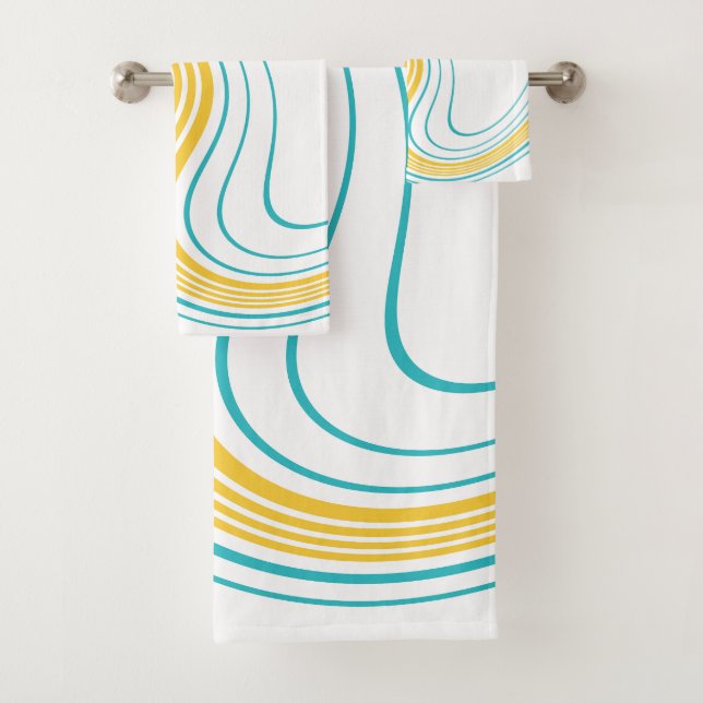 Simple Swirl - Turquoise and Yellow Bath Towel Set (Insitu)