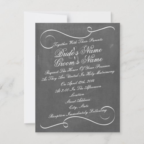 Simple Swirls Chalk Inspired Wedding Invite