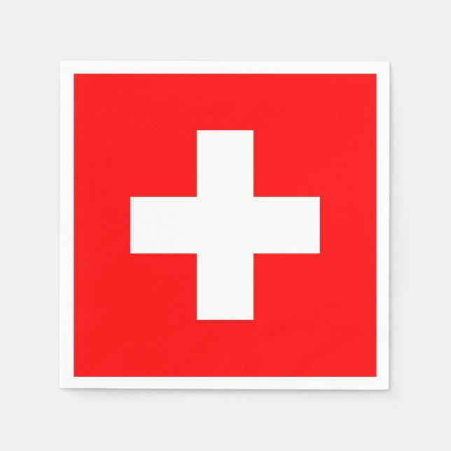 Simple Swiss Flag Red and White Patriotic Napkins (Front)