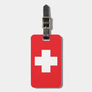 Simple Swiss Flag Red Luggage Tag