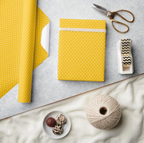 Simple Swiss Polka Dot Pattern  Summer Yellow Wrapping Paper
