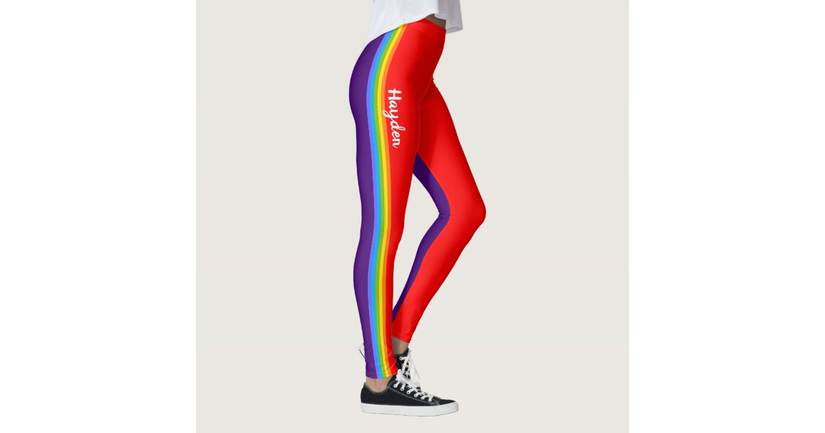 Asymmetric rainbow brown black gay pride flag leggings