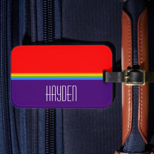 Simple  symetric rainbow custom name Elegant Gay Luggage Tag
