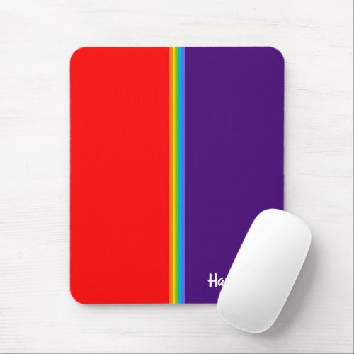 Simple  symetric rainbow custom name Elegant Gay Mouse Pad