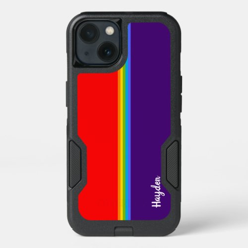 Simple  symetric rainbow custom name Elegant Gay iPhone 13 Case