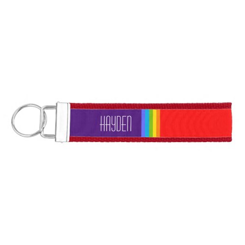 Simple  symetric rainbow custom name Elegant Gay Wrist Keychain