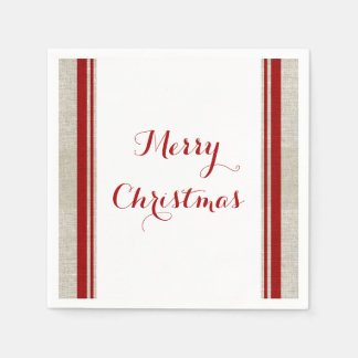 Linen Look Paper Napkins Zazzle Simple Tailored Red Striped Linen Look Christmas Napkin