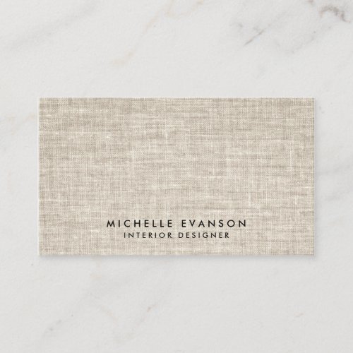 Simple Tan Linen Look Minimal Elegant Professional Business Card