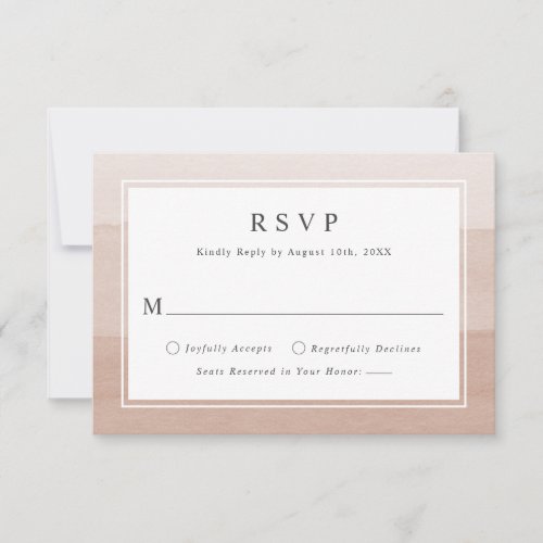 Simple Tan Watercolor Wedding RSVP Card