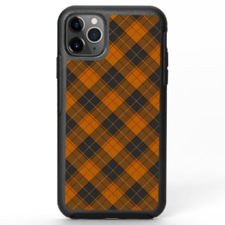 Simple tartan diagonal pattern in dark orange OtterBox symmetry iPhone 11 pro max case