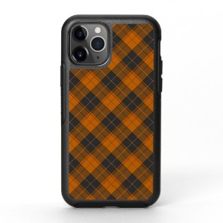 Simple tartan diagonal pattern in dark orange OtterBox symmetry iPhone 11 pro case