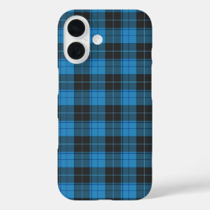 Simple tartan pattern in dark blue iPhone 16 case